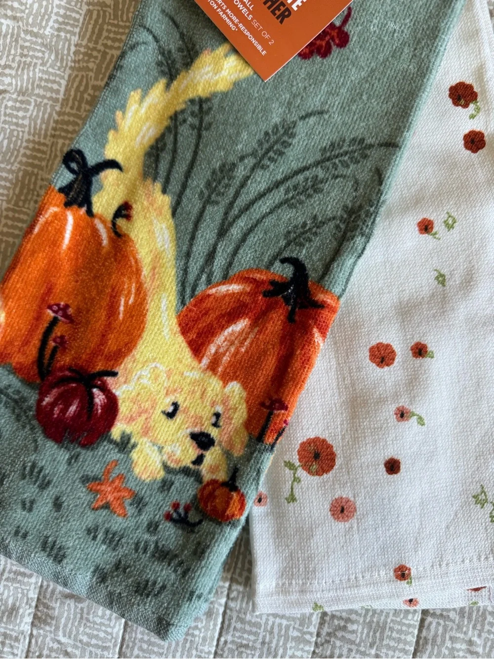 Autumn Pumpkin Kitchen Towels - Two Sets